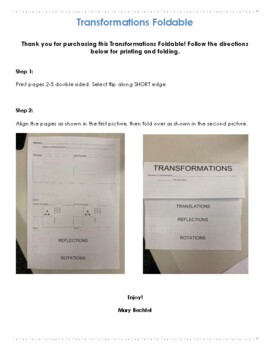 Preview of Transformations Notes Foldable