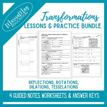 Preview of Transformations Notes & Wks Bundle - 4 lessons - Rot, Ref, Trans, Dilation