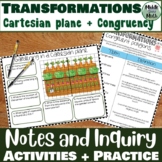 Transformations Notes and Inquiry Activity | Translate Reflect Rotate | Math 8