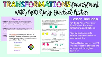Preview of Transformations PowerPoint with Matching Guided Notes