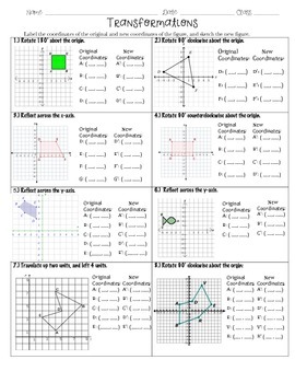 Transformations Practice Packet ~ 8th Grade Math by Math Maker | TpT
