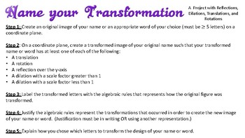 Preview of Transformations Project - Translations, Rotations, Reflections, and Dilations