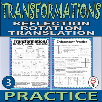 Preview of Transformations - Reflections, Rotation, Translation - Practice - 8.G.A.1