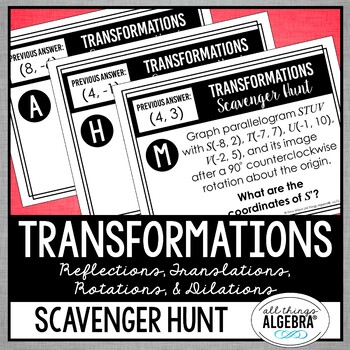 Preview of Transformations (Reflections, Translations, Rotations, Dilations) Scavenger Hunt