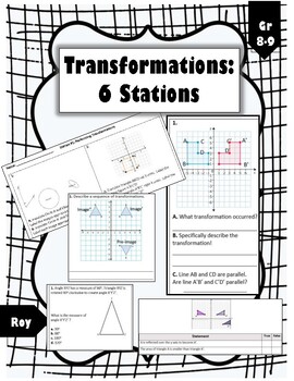 Preview of Transformations Review: 6 Station Worksheets