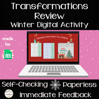 Preview of Transformations Review - 8th Grade Math Digital Activity - Winter Themed