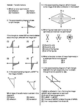 Preview of Transformations Review Packet