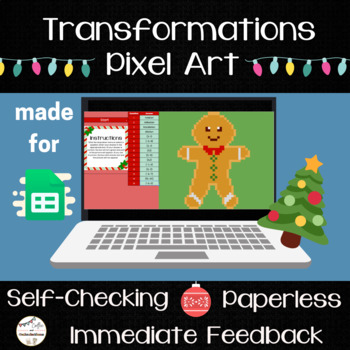 Preview of Transformations Review Pixel Art - Digital Math Activity - Christmas Themed