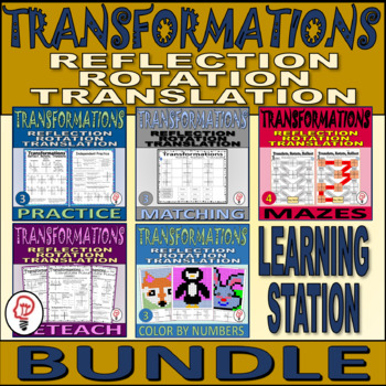 Preview of Transformations - Rotate, Reflect, Translate - Learning Station BUNDLE
