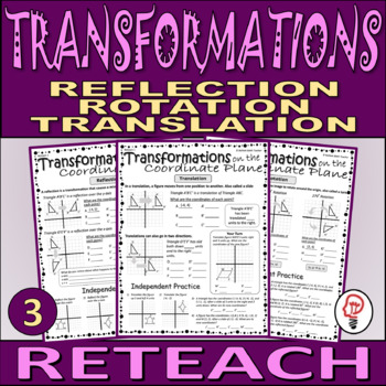 Preview of Transformations - Rotation, Reflection, Translation - Reteach