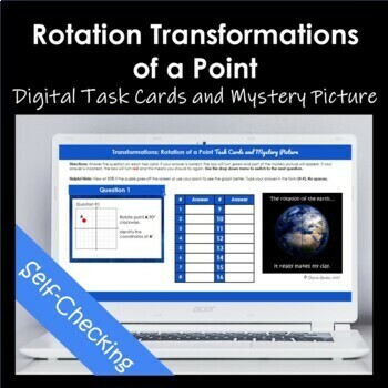 Preview of Transformations : Rotation of a Point Digital Task Cards and Mystery Picture