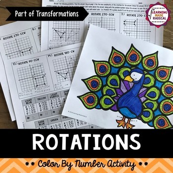 Preview of Transformations (Rotations) Color By Number Activity