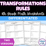 Transformations Rules Differentiated Worksheets