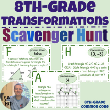 Preview of Transformations Scavenger Hunt Activity 8th grade math