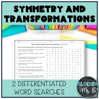 Preview of High School Geometry Symmetry & Transformations Vocabulary Word Search Activity