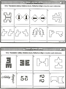 Preview of Transformations: Task Cards and 5 tests (worksheets) + (EASEL Activity)