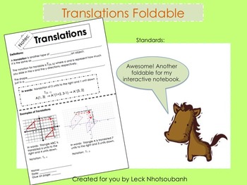 Preview of Transformations: Translations Foldable for Interactive Notebooks