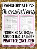 Transformations - Translations Modified Notes With Practic