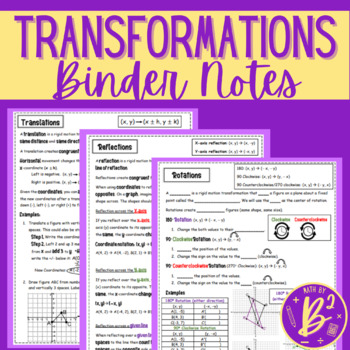 Preview of Transformations - Translations, Reflections, and Rotations Guided Notes Set