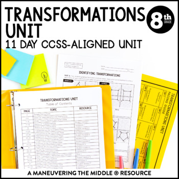 Preview of Transformations Unit | Translation, Reflection, Rotation, & Dilation Notes
