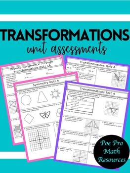 Preview of Transformations Unit Assessments