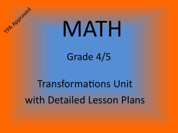 Preview of Math Transformations Unit Grade 4/5 - TPA Approved