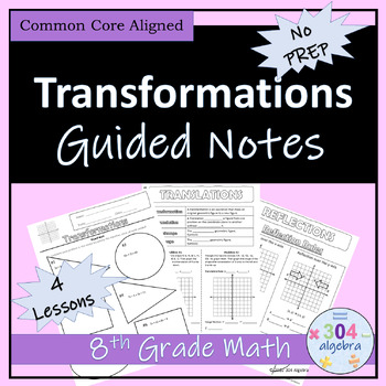 Preview of Transformations Unit Guided Notes Packet - 8th Grade Math