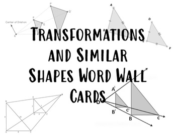 Preview of Transformations and Similarity Word Wall Cards PPT