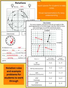 Preview of Transformations in a Coordinate Plane Foldable Notes