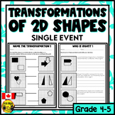 Transformations of 2D Shapes Worksheets | Single Event