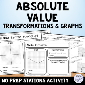 Preview of Transformations of Absolute Value Functions Practice Activity