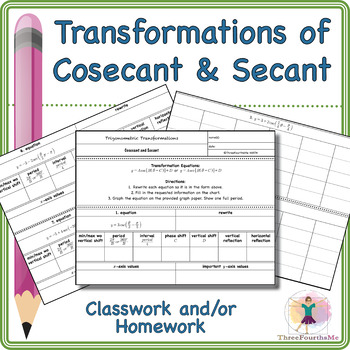 Preview of Transformations of Cosecant and Secant Classwork and/or Homework