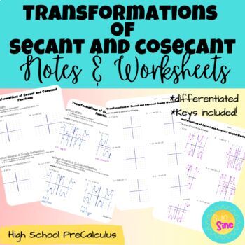 Preview of Transformations of Cosecant and Secant Functions Notes and Worksheet