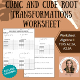 Transformations of Cubic and Cube Roots with Graphing Worksheet