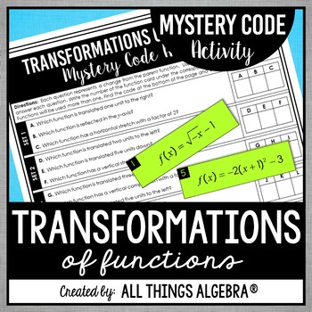 Preview of Transformations of Functions - Mystery Code Activity