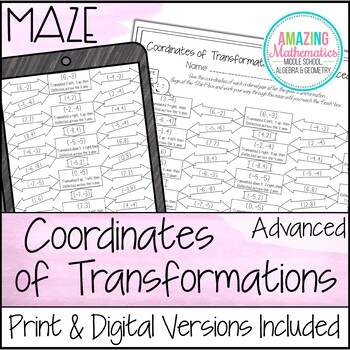 Preview of Transformations of Ordered Pairs Worksheet - Maze Activity - Advanced