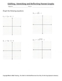Transformations of Parent Functions (Graphing) Worksheet