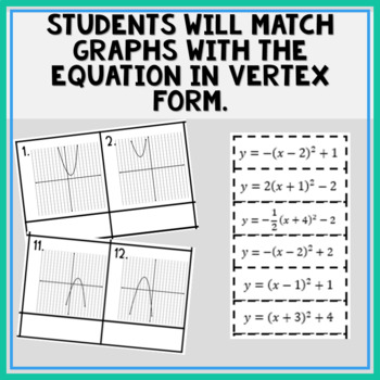 Transformations Of Quadratic Functions Cut Paste Activity By Fun With Algebra