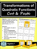 Transformations of Quadratic Functions Cut and Paste