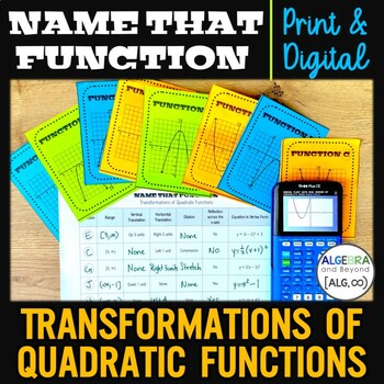 Preview of Graphing Quadratic Functions - Transformations, Vertex & Standard Form Activity