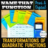 Transformations of Quadratic Functions Matching Activity |