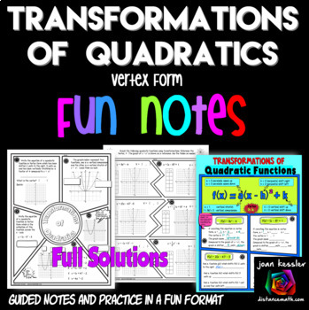 Preview of Transformations of Quadratic Functions FUN Notes Doodle Pages