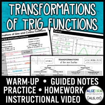 Preview of Transformations of Trigonometric Functions Lesson | Video | Notes | Homework