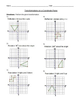 Preview of Transformations on a Coordinate Plane Worksheet
