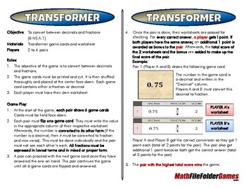 Preview of Transformer - 8th Grade Math Game [CCSS 8.NS.A.1]
