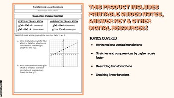 Preview of Transforming Linear Functions - PRINTABLE GUIDED NOTES