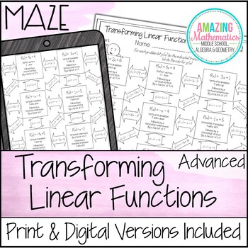 Preview of Transforming Linear Functions Worksheet - Maze Activity - Advanced