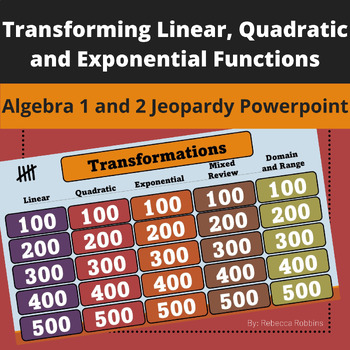 Preview of Transforming Linear, Quadratic and Exponential Functions Algebra Jeopardy Game