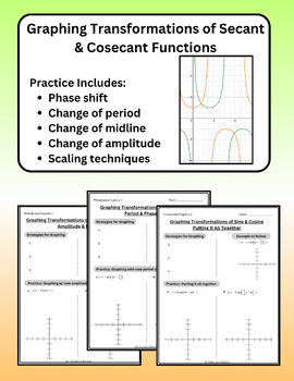 Preview of Transforming Secant & Cosecant Graphs - Practice / Lesson / Worksheet