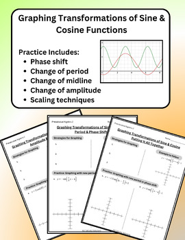 Preview of Transforming Sine & Cosine Graphs - Practice / Lesson / Worksheet